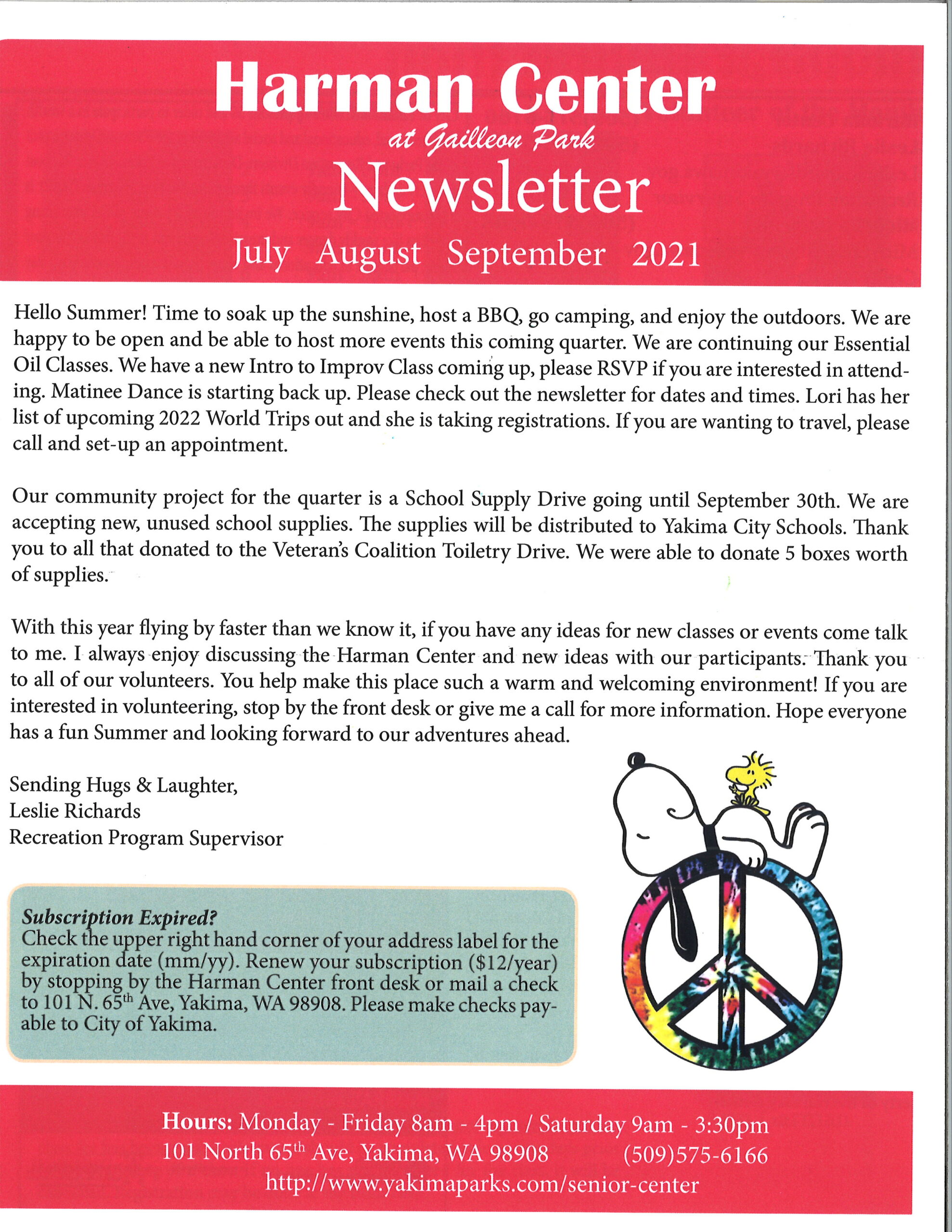 Harman Center at Gailleon Park Yakima Parks and Recreation